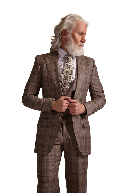 Peak Lapel Single Breasted Check Blazer