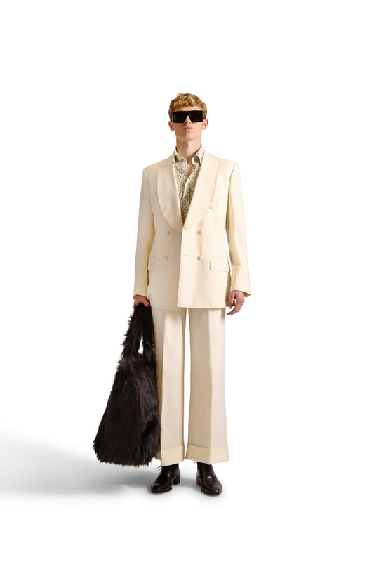 Shawl Lapel Double Breasted Wool Blazer