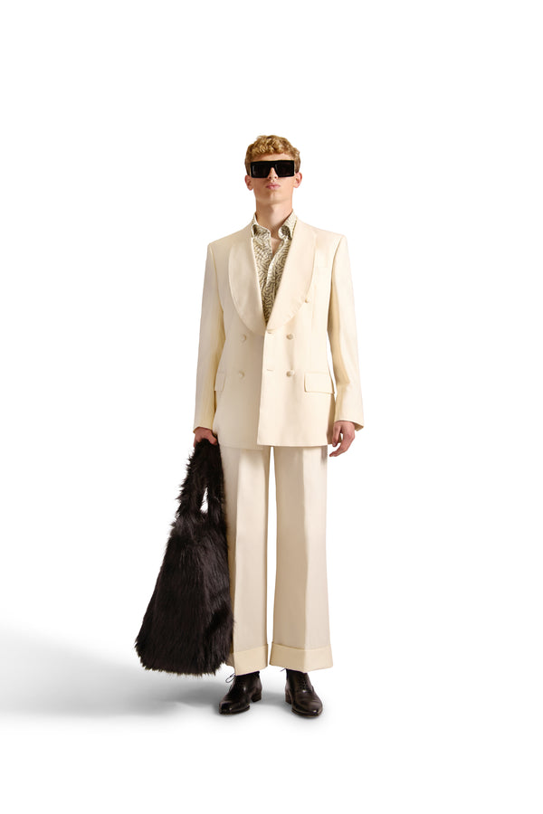 Shawl Lapel Double Breasted Wool Blazer