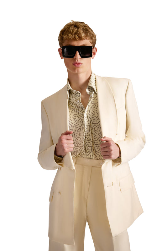 Shawl Lapel Double Breasted Wool Blazer