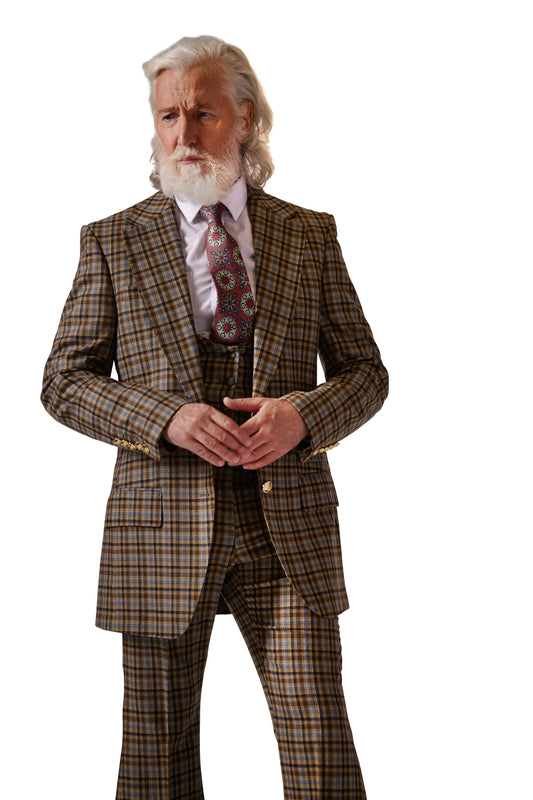Peak Lapel Single Breasted Check Blazer