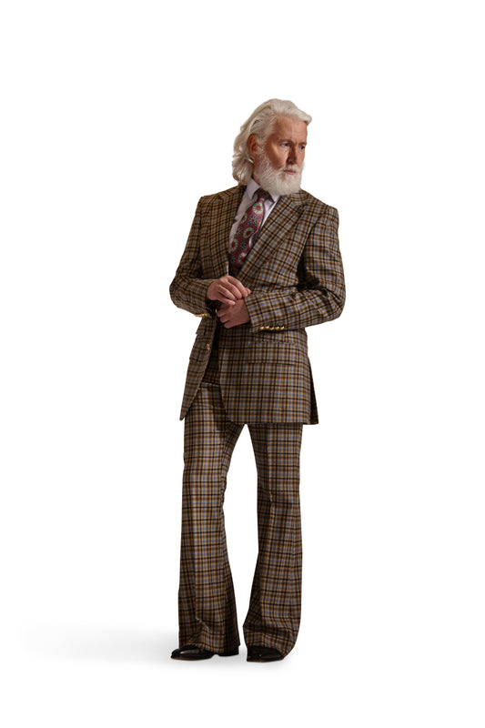 Tailored Wide Leg Wool Check Trousers