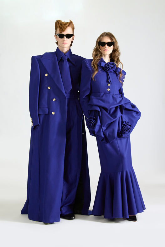 Tailored Wool Jumpsuit & Double Breasted Overcoat