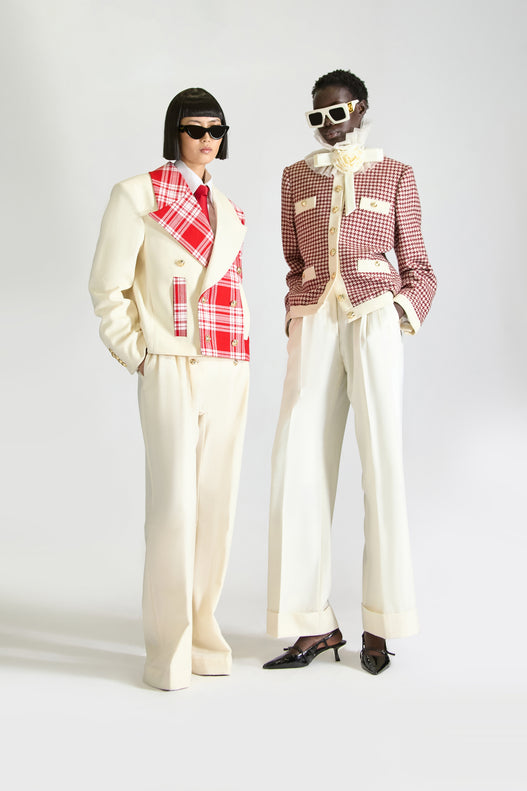 Tailored Single Breasted Check Wool Jacket & Trouser