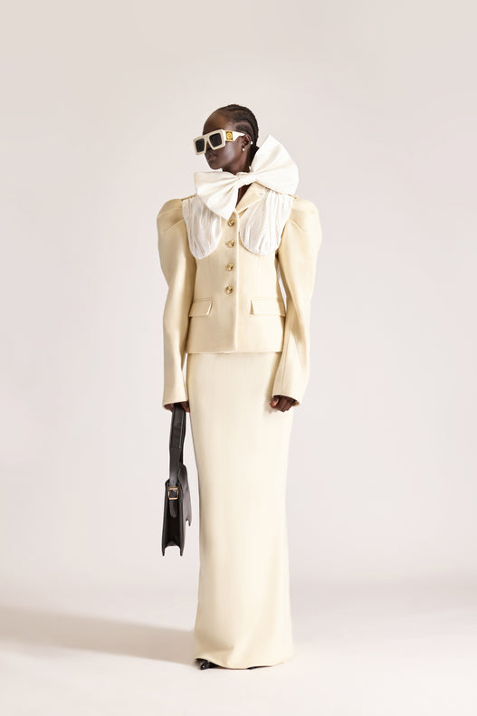 Tailored Single Breasted Wool Jacket & Skirt Set