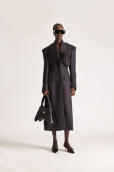 Single Breasted Self stripe Wool Overcoat