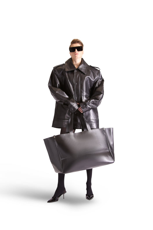 Tailored Shirt Collar Leather Jacket