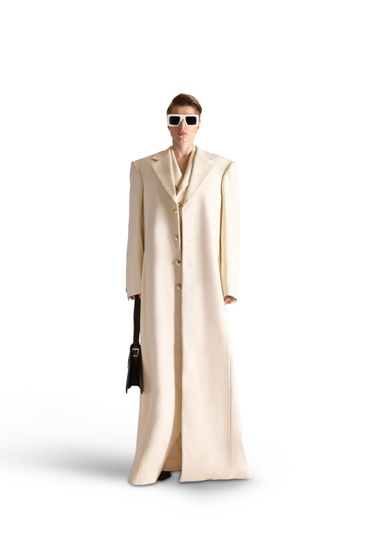 Notch Lapel Single Breasted Wool Overcoat