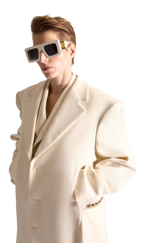 Notch Lapel Single Breasted Wool Overcoat