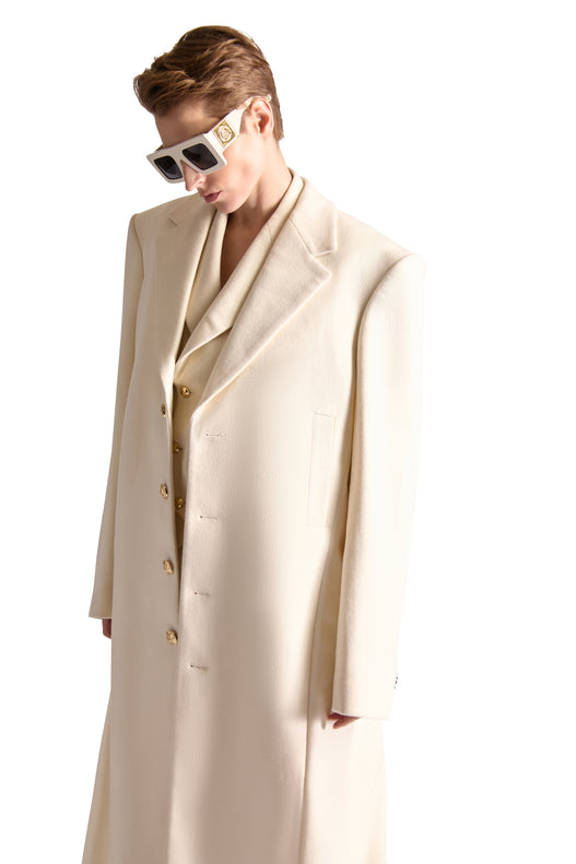 Notch Lapel Single Breasted Wool Overcoat