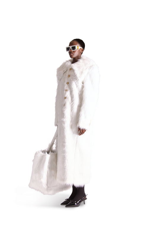 Shirt Collar Single Breasted Fur Long Coat