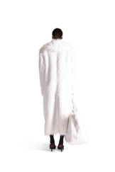 Shirt Collar Single Breasted Fur Long Coat