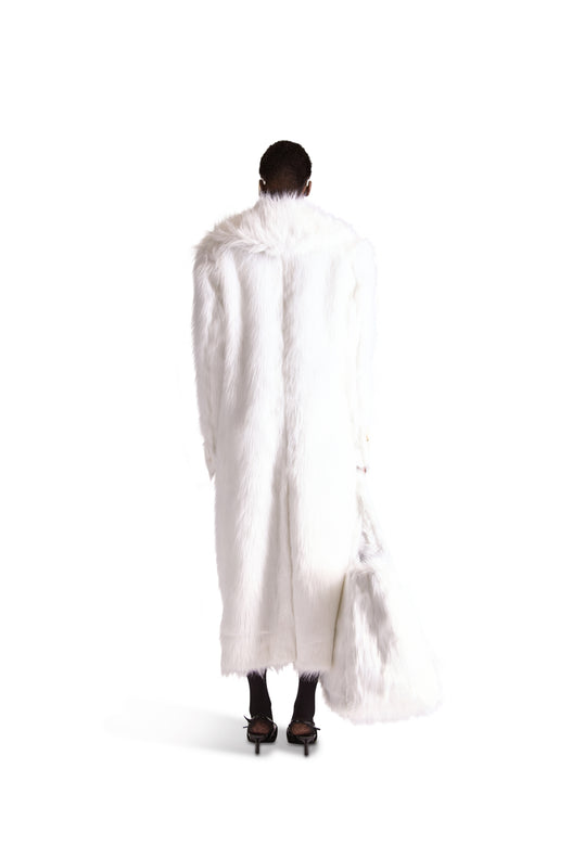 Shirt Collar Single Breasted Fur Long Coat