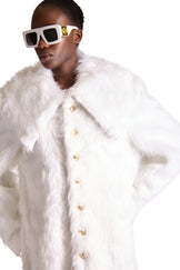 Shirt Collar Single Breasted Fur Long Coat