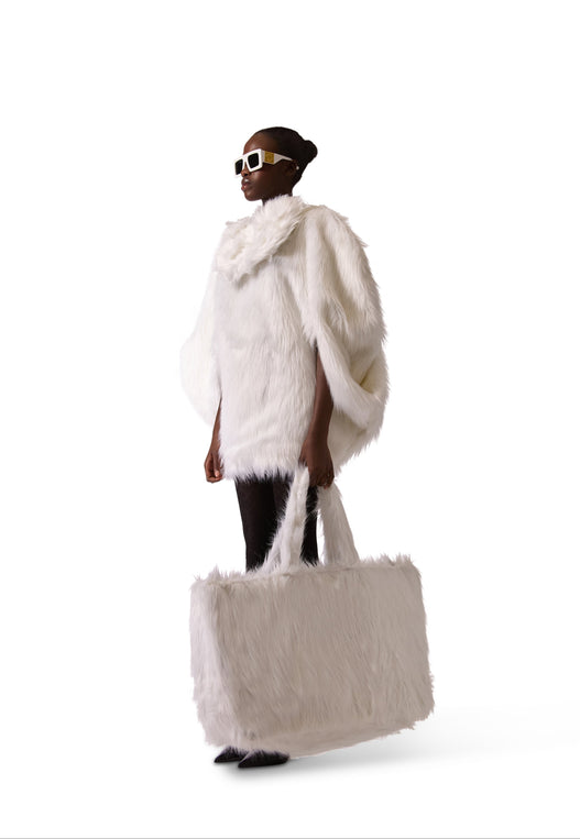 Tailored Faux fur short cape Dress