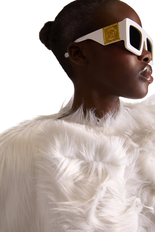 Tailored Faux fur short cape Dress