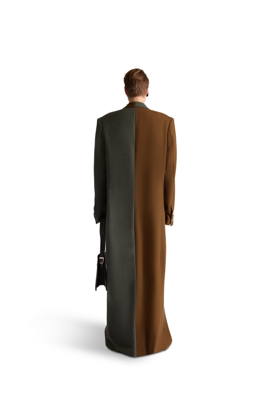Peak Lapel Double Breasted Wool Overcoat