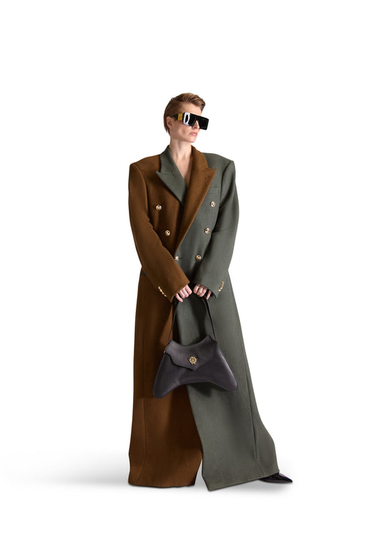 Peak Lapel Double Breasted Wool Overcoat