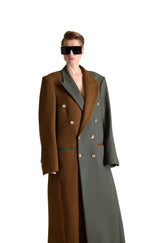Peak Lapel Double Breasted Wool Overcoat