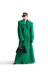 Double Breasted Belted Suede Long Coat