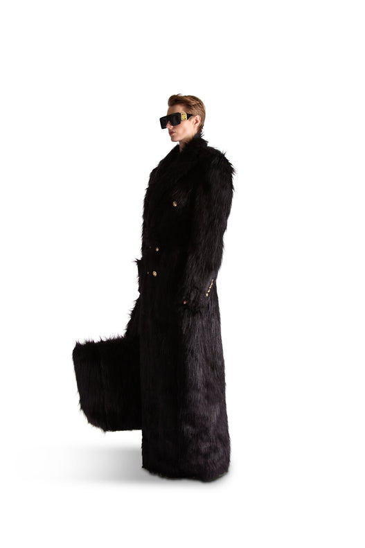 Peak Lapel Double Breasted Fur Coat