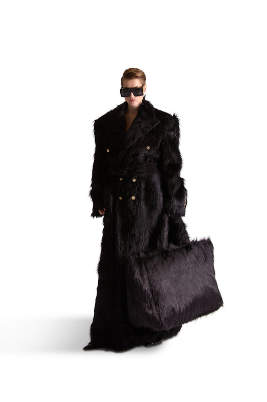Peak Lapel Double Breasted Fur Coat