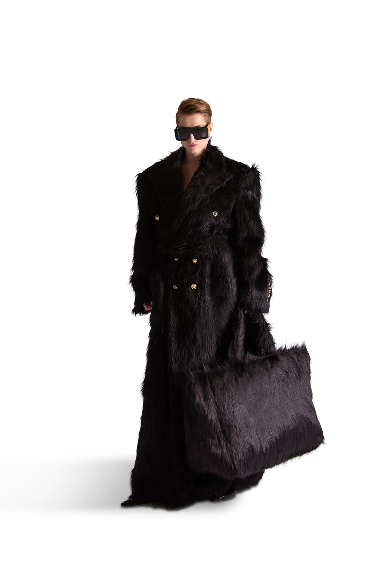 Peak Lapel Double Breasted Fur Coat