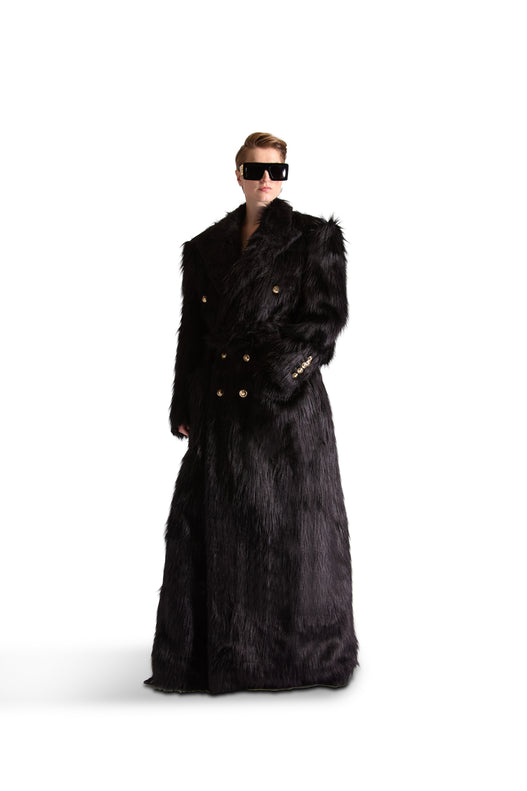 Peak Lapel Double Breasted Fur Coat