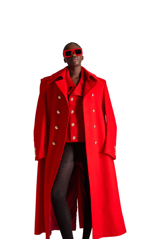Shirt Collar Double Breasted Wool Overcoat