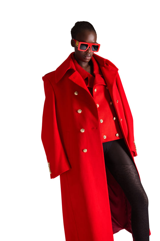 Shirt Collar Double Breasted Wool Overcoat