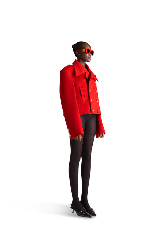 Shirt Collar Double Breasted Wool Jacket