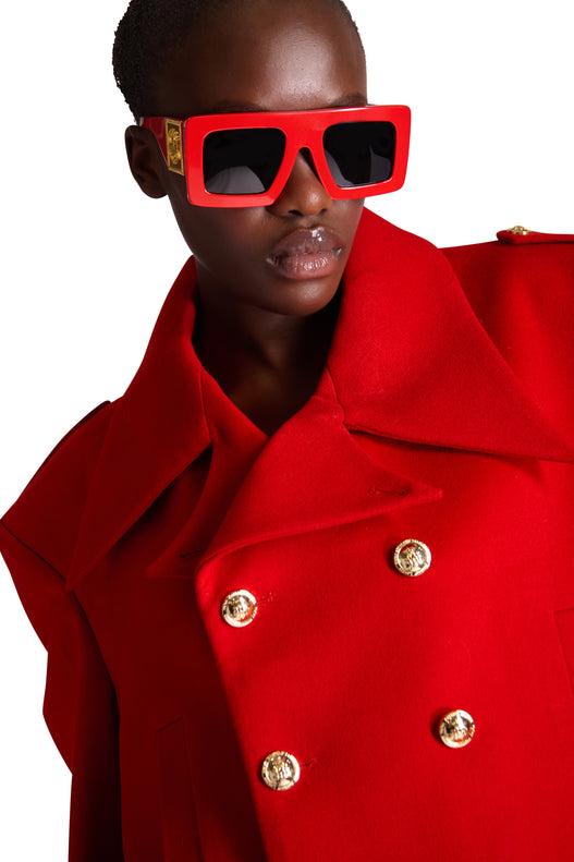 Shirt Collar Double Breasted Wool Overcoat