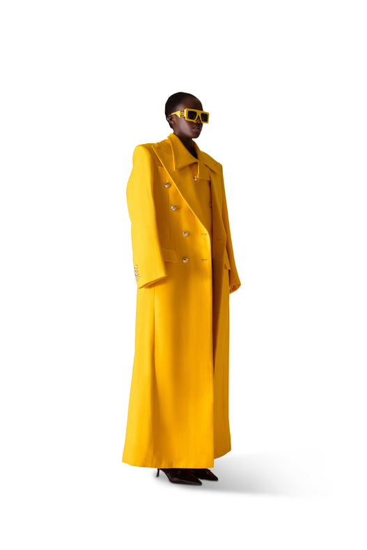 Peak Lapel Single Breasted Wool Overcoat