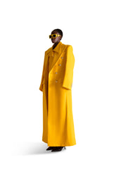 Peak Lapel Single Breasted Wool Overcoat