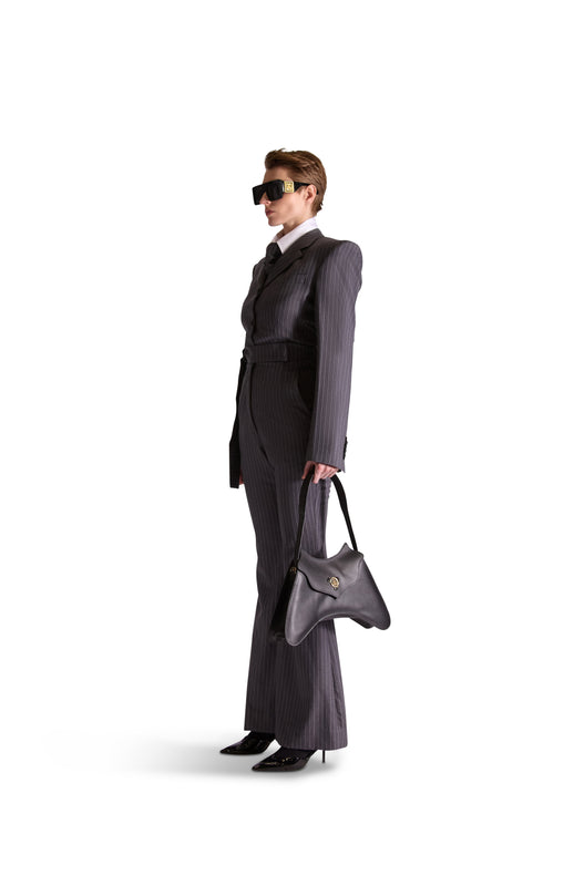 Tailored Notch Lapel Pinstripe Jumpsuit