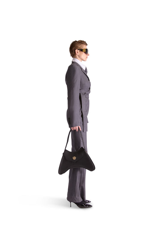 Tailored Notch Lapel Pinstripe Jumpsuit