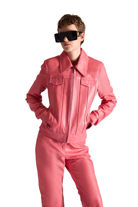 Tailored Leather Flared Trousers