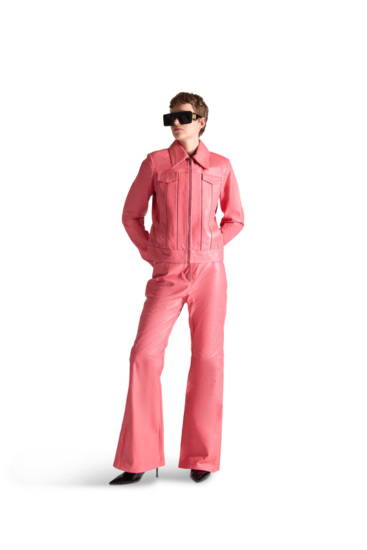 Tailored Leather Flared Trousers