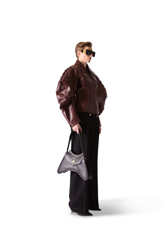 Tailored Leather Shirt Collar Jacket