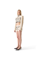 Tailored Wool Contrast Piping Shorts