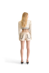 Tailored Wool Contrast Piping Shorts