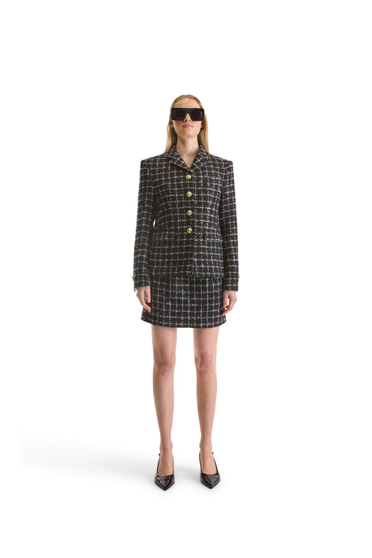 Notch Lapel Single Breasted Tweed Jacket