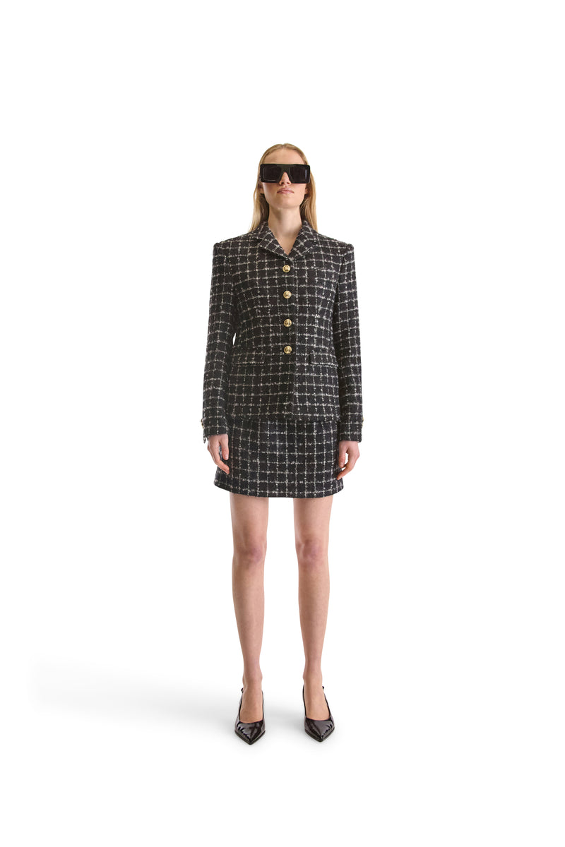 Notch Lapel Single Breasted Tweed Jacket