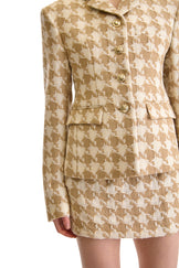 Tailored Houndstooth Short Skirt