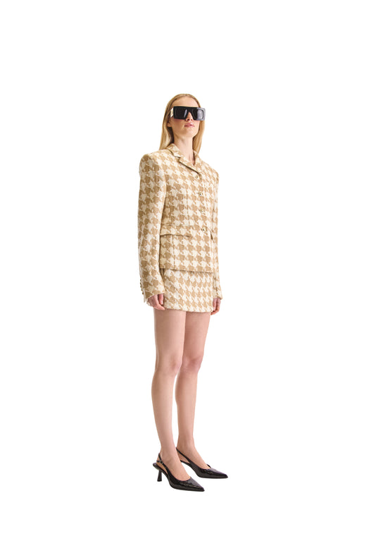 Tailored Houndstooth Short Skirt