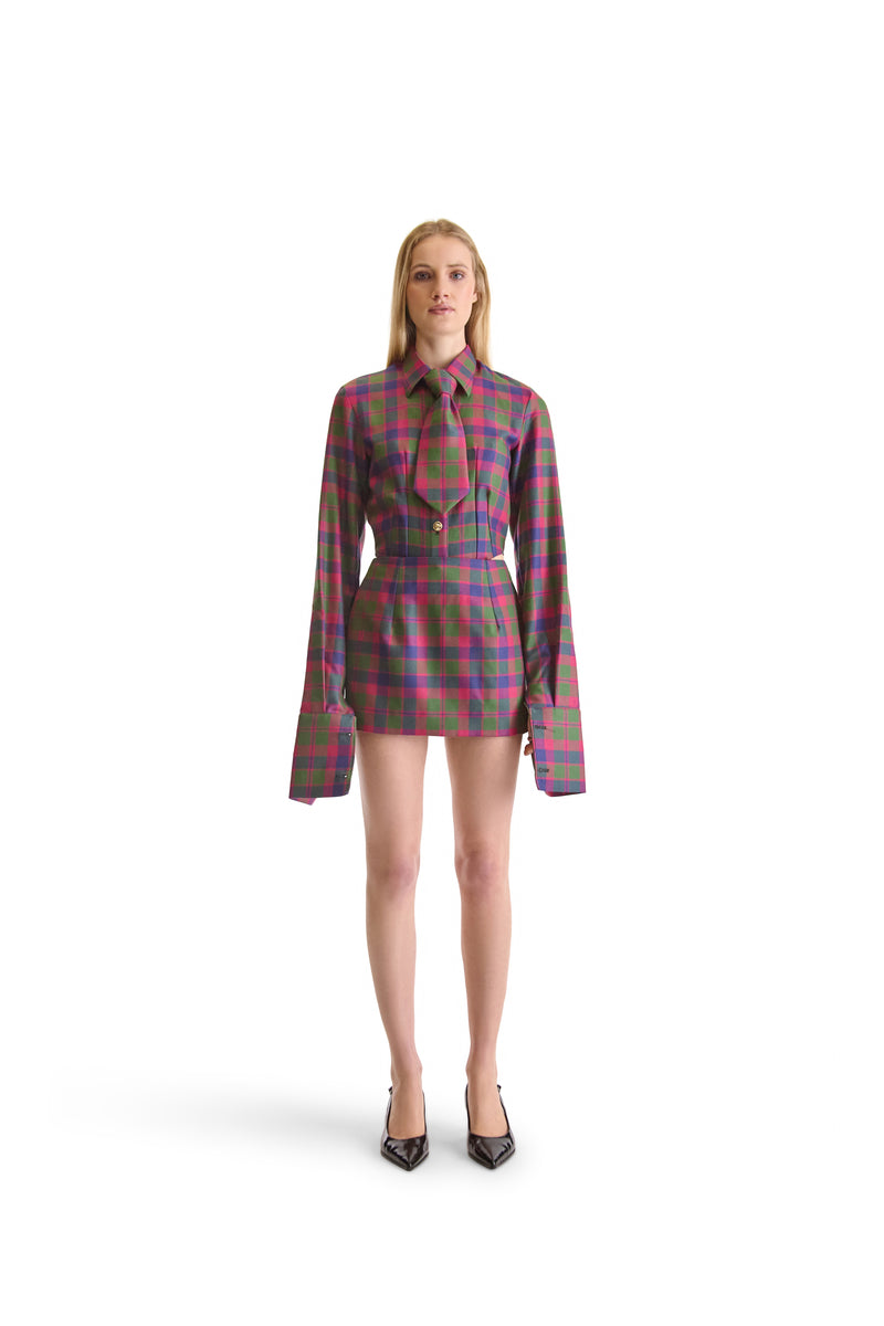 Tailored Wool Plaid Tie