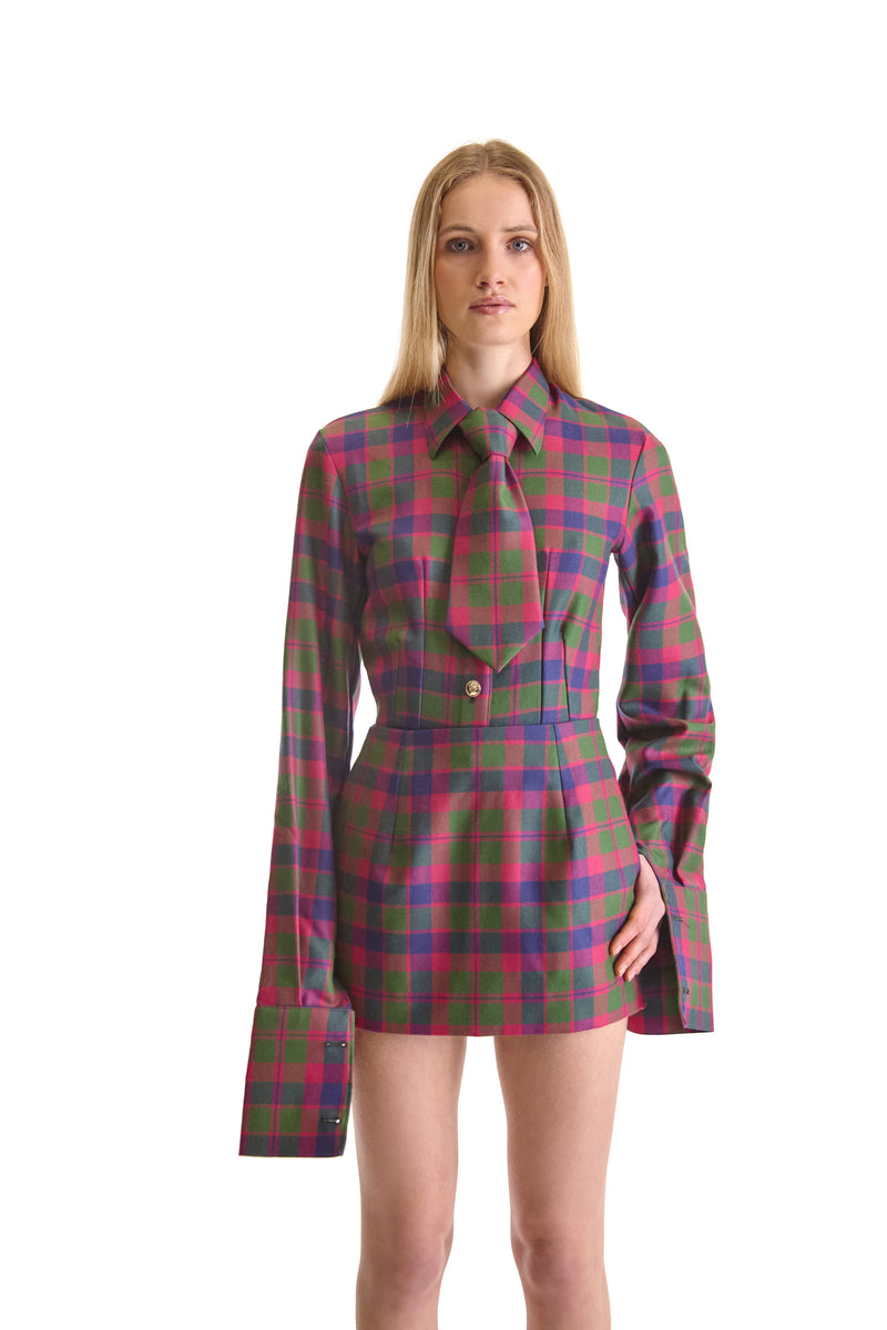 Tailored Wool Plaid Tie