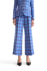 Tailored Wool Cashmere Wide Leg Check Trouser