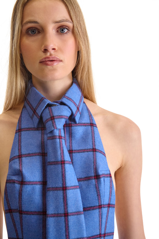 Tailored Sleeveless Backless Check Shirt