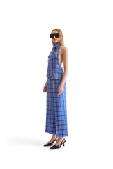 Tailored Sleeveless Backless Check Shirt